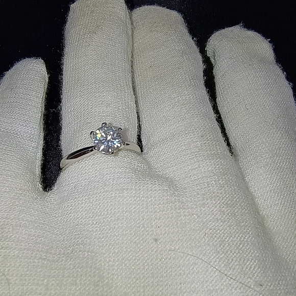 Moissanite Solitaire Engagement Ring Silver Band Size 6 With GRA Certification - Picture 11 of 11